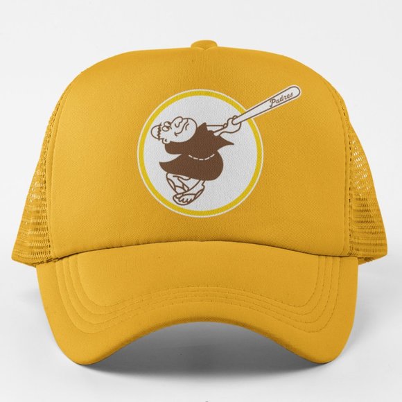 Other - NEW Padres Swinging Friar 1969 Foam Trucker Mesh Snapback Hat GOLDEN YELLOW
